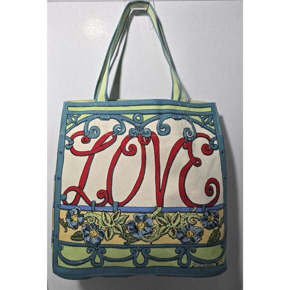 Brighton A Winter’s Love Tote Canvas Hand Sketched T Clancy Large NWOT - Picture 1 of 12